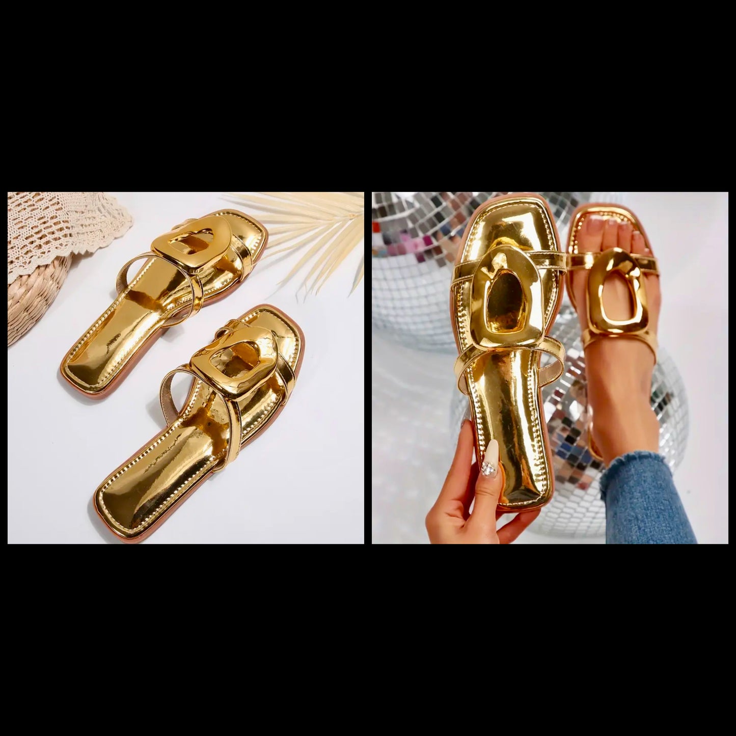 “Heaux Slides” gold (double strap)