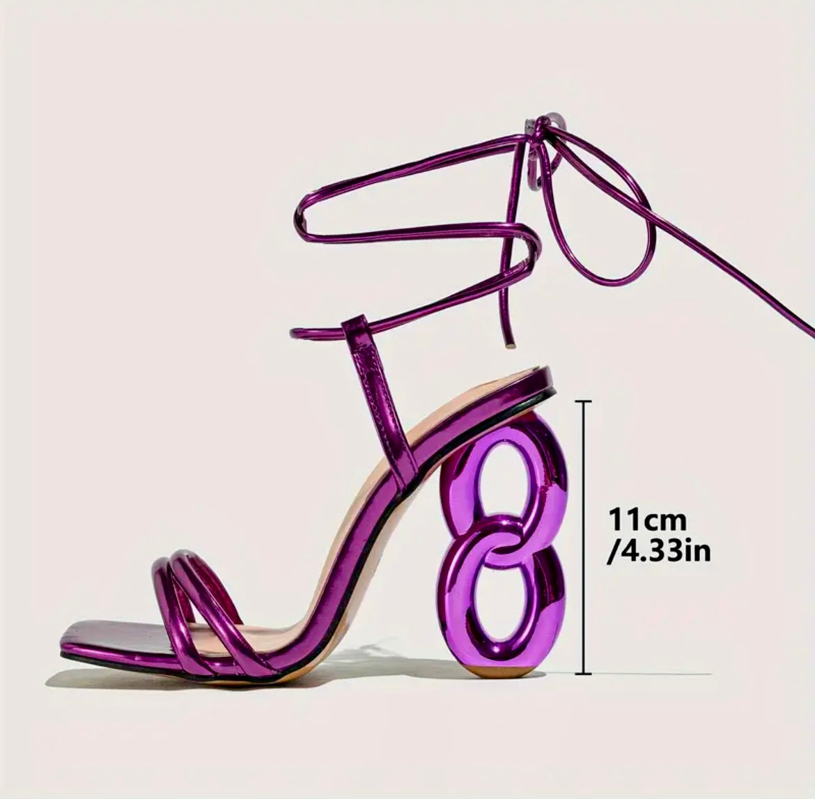 “Beyond Purple” lace up heels