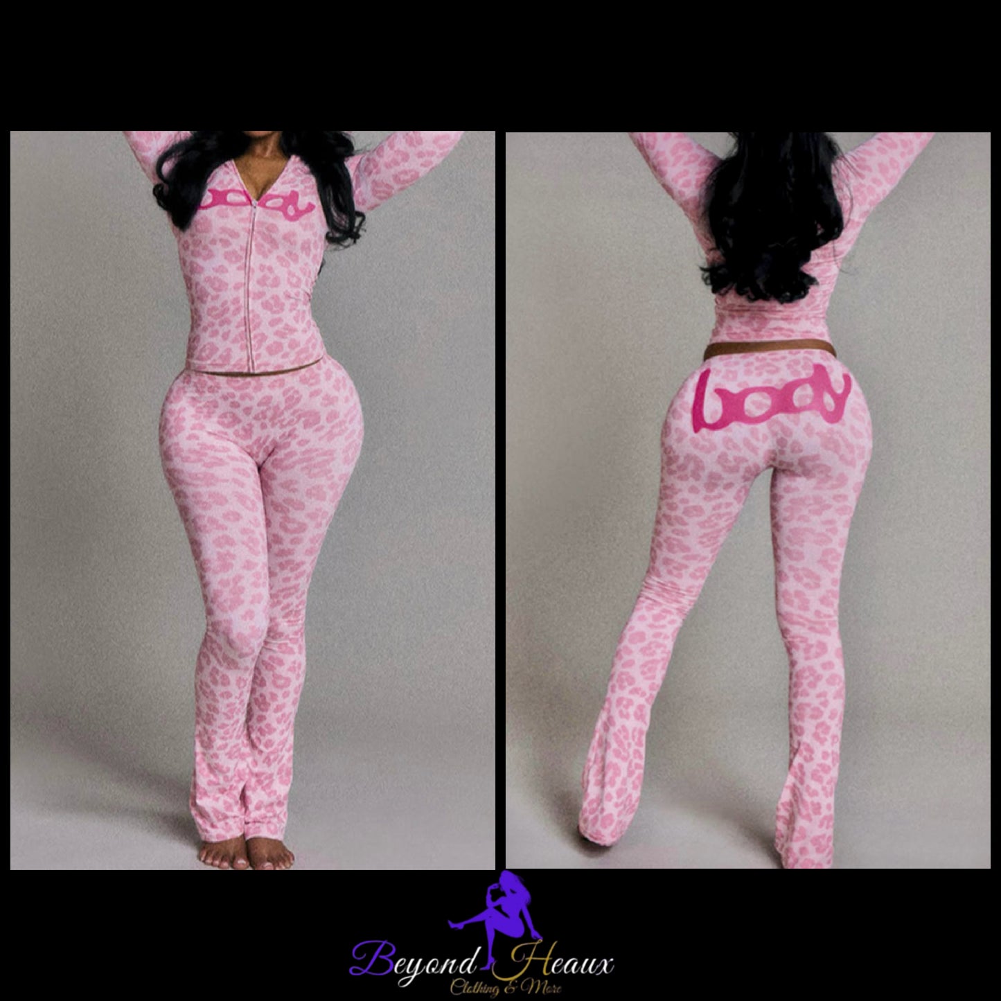 “Pink Print” leopard 2 piece BODY set