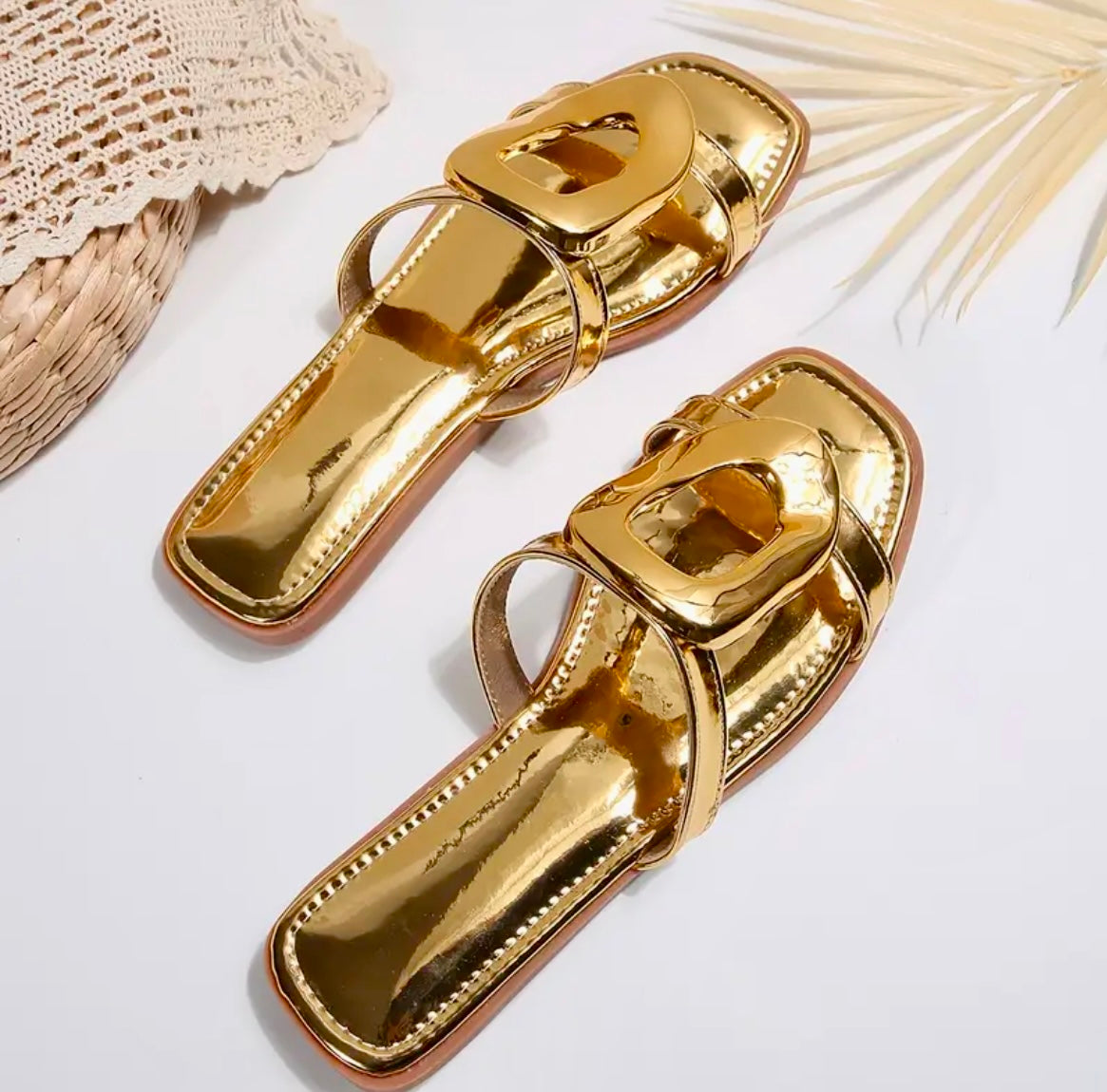 “Heaux Slides” gold (double strap)