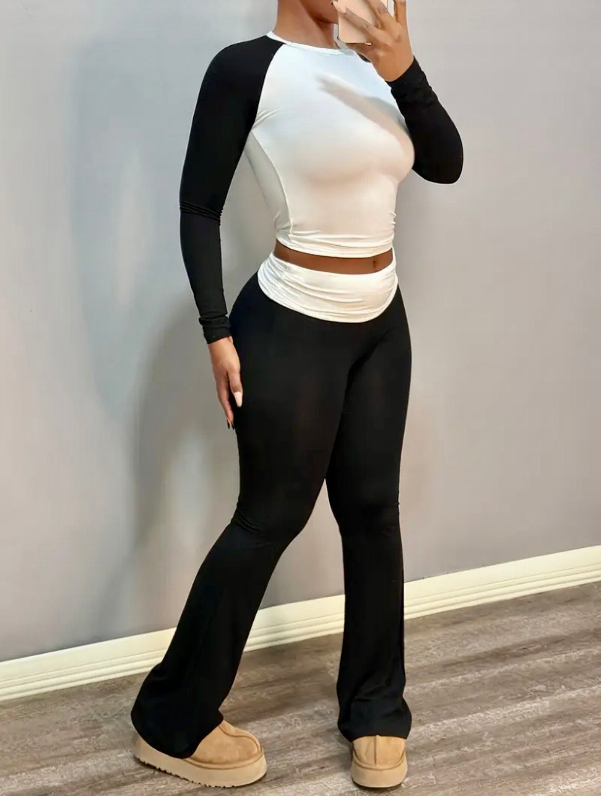 “Call Me Janet” black/white two piece set