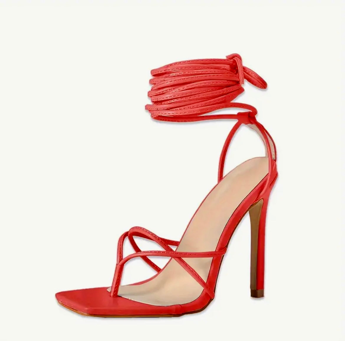 “Madonna” lace up red heels