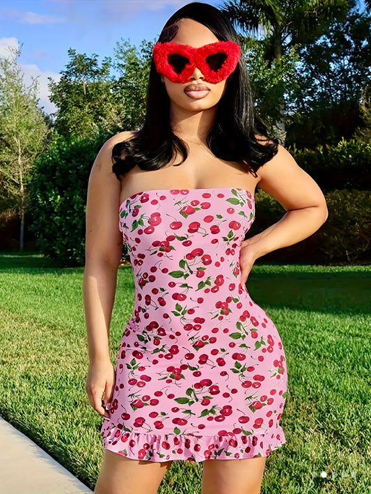 “Ruffled Cherries” tube dress