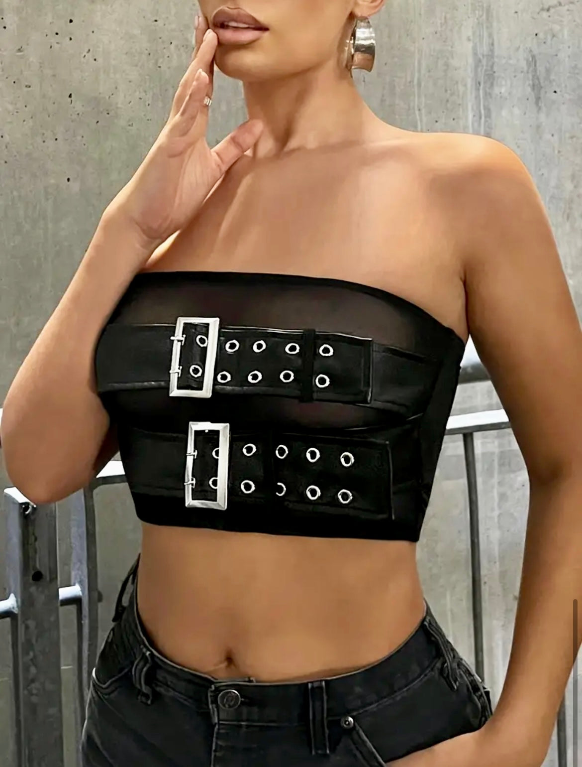 “Buckle Up Heaux” mesh top