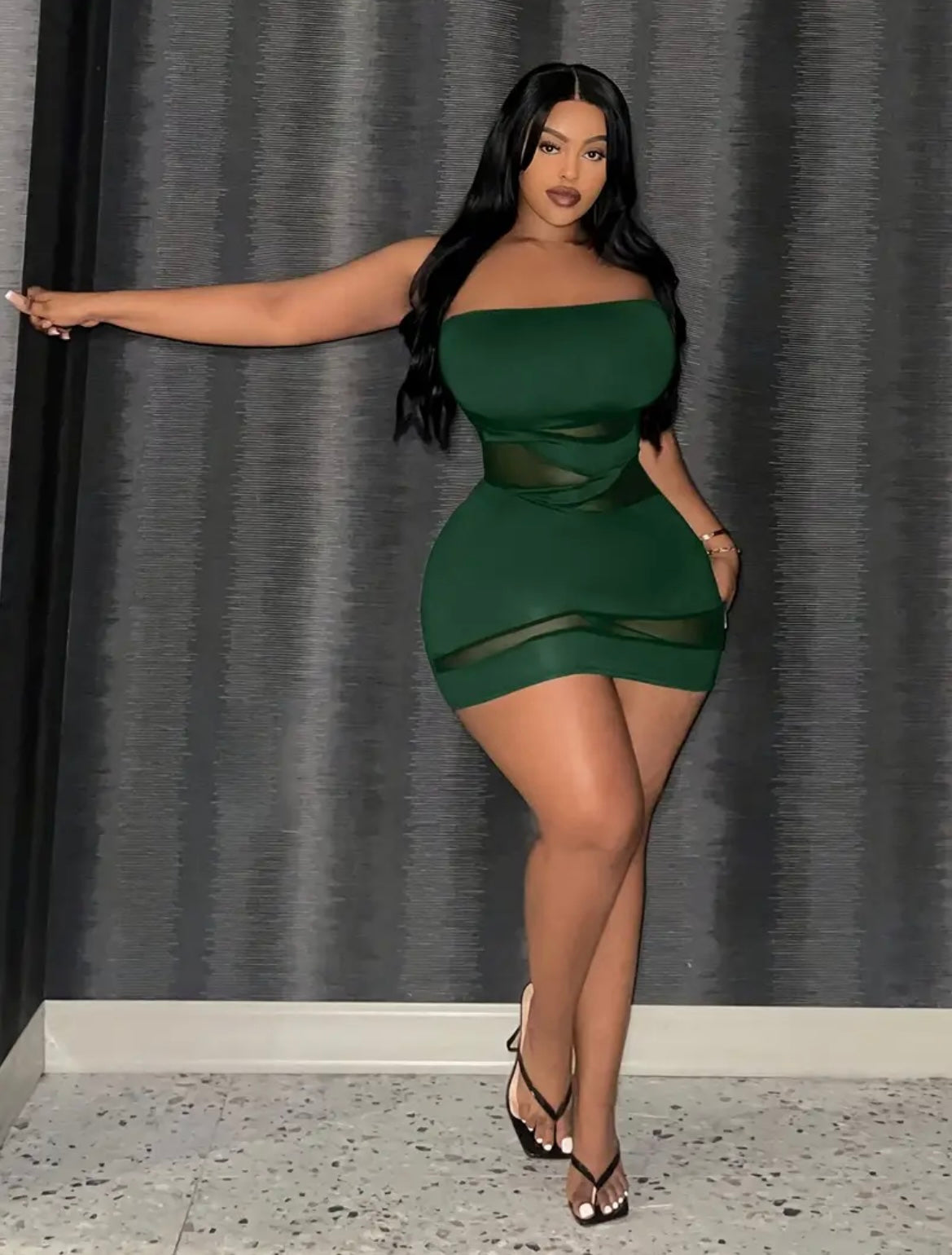 “Sexy AF” green mini plus size dress