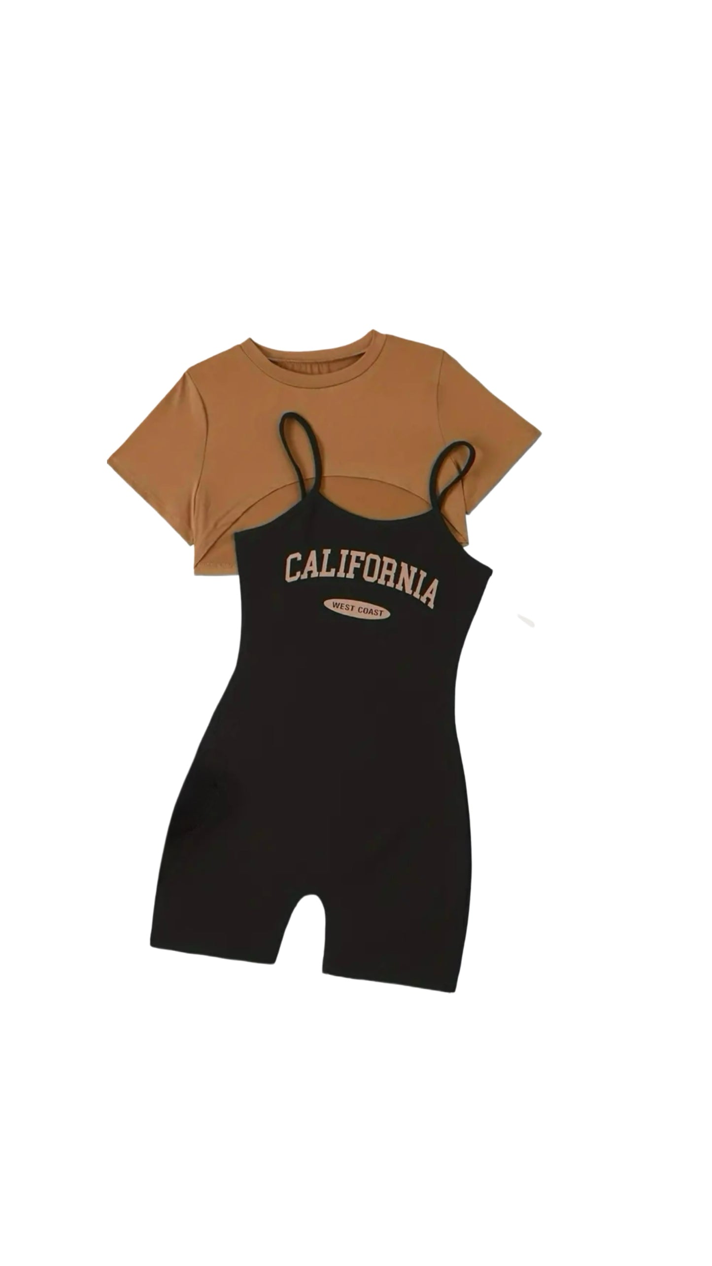 “Cali Heaux” 2piece set (dark gold(brown)/black)