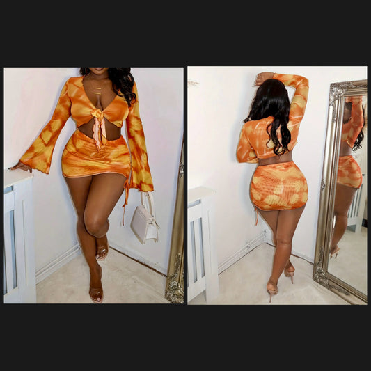 “Orange Mania” skirt set