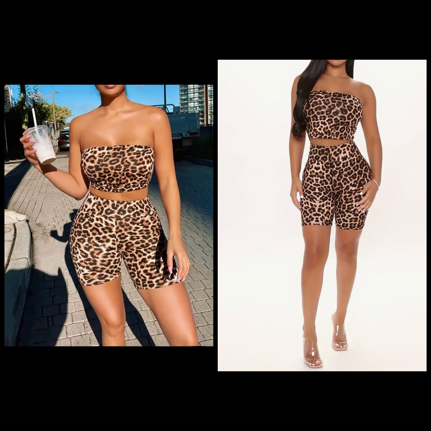 Leopard Bermuda short set