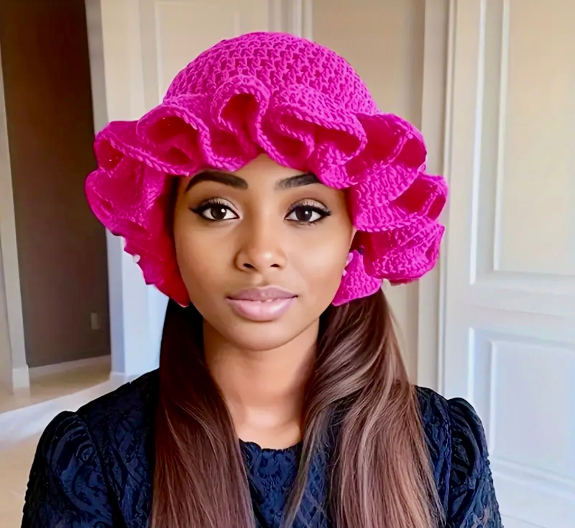 “Ruffled” crocheted hats