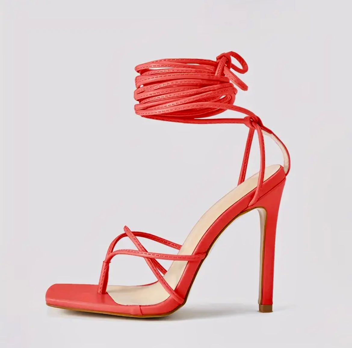 “Madonna” lace up red heels