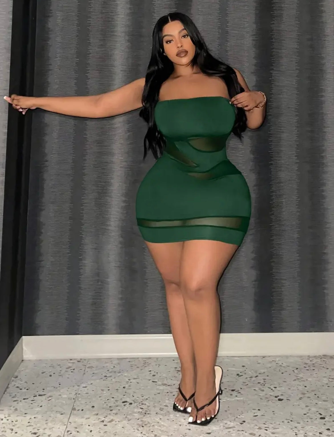 “Sexy AF” green mini plus size dress
