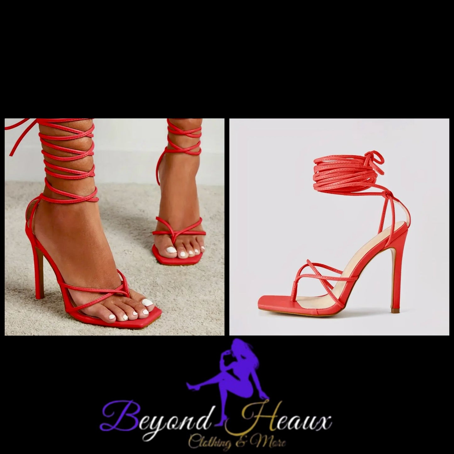 “Madonna” lace up red heels