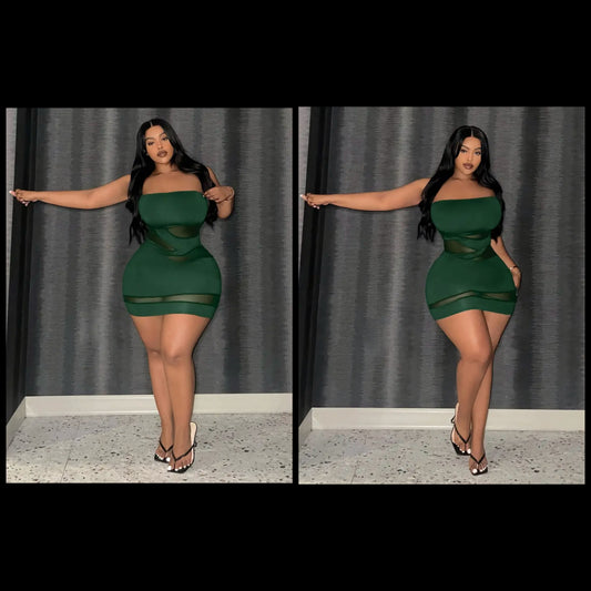 “Sexy AF” green mini plus size dress