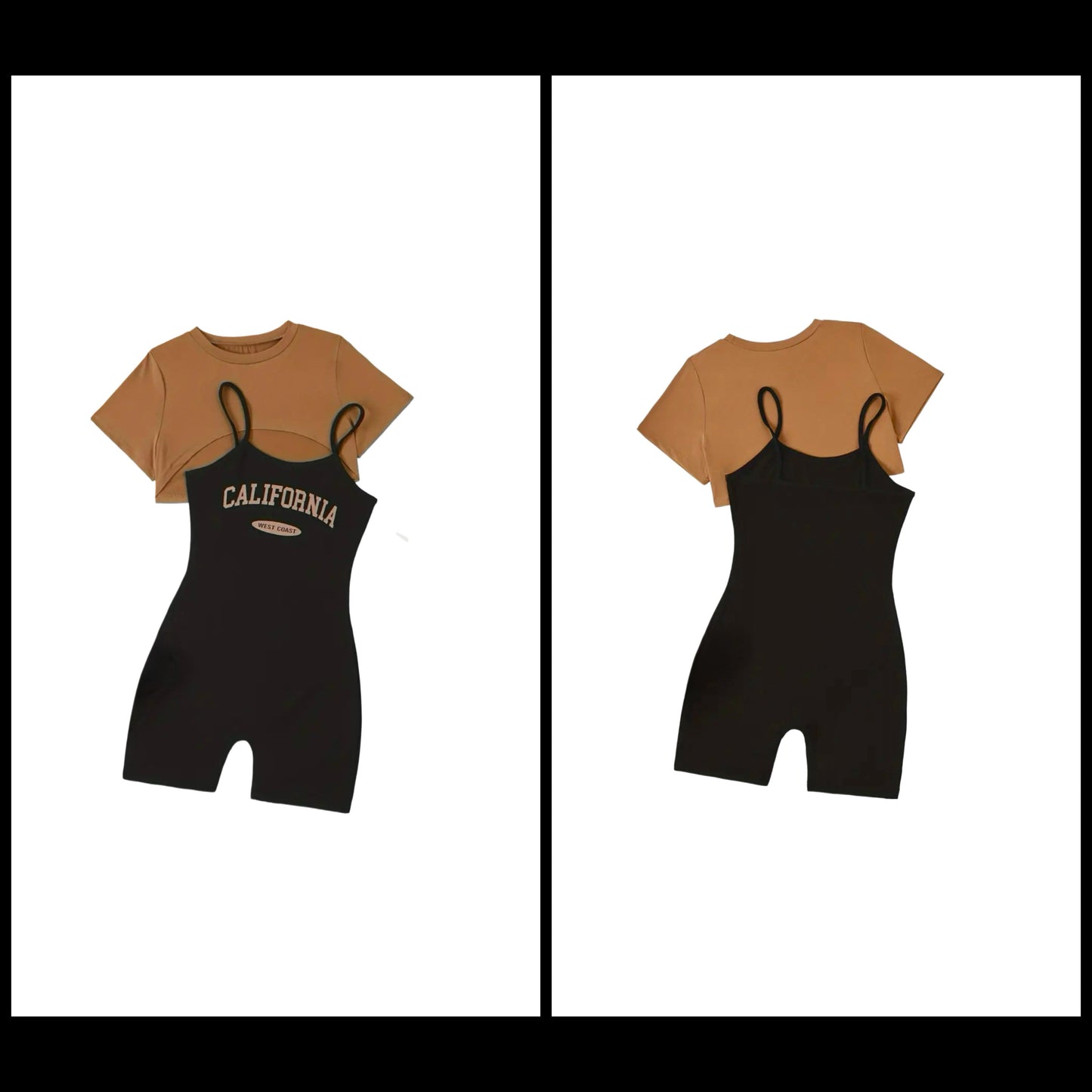 “Cali Heaux” 2piece set (dark gold(brown)/black)