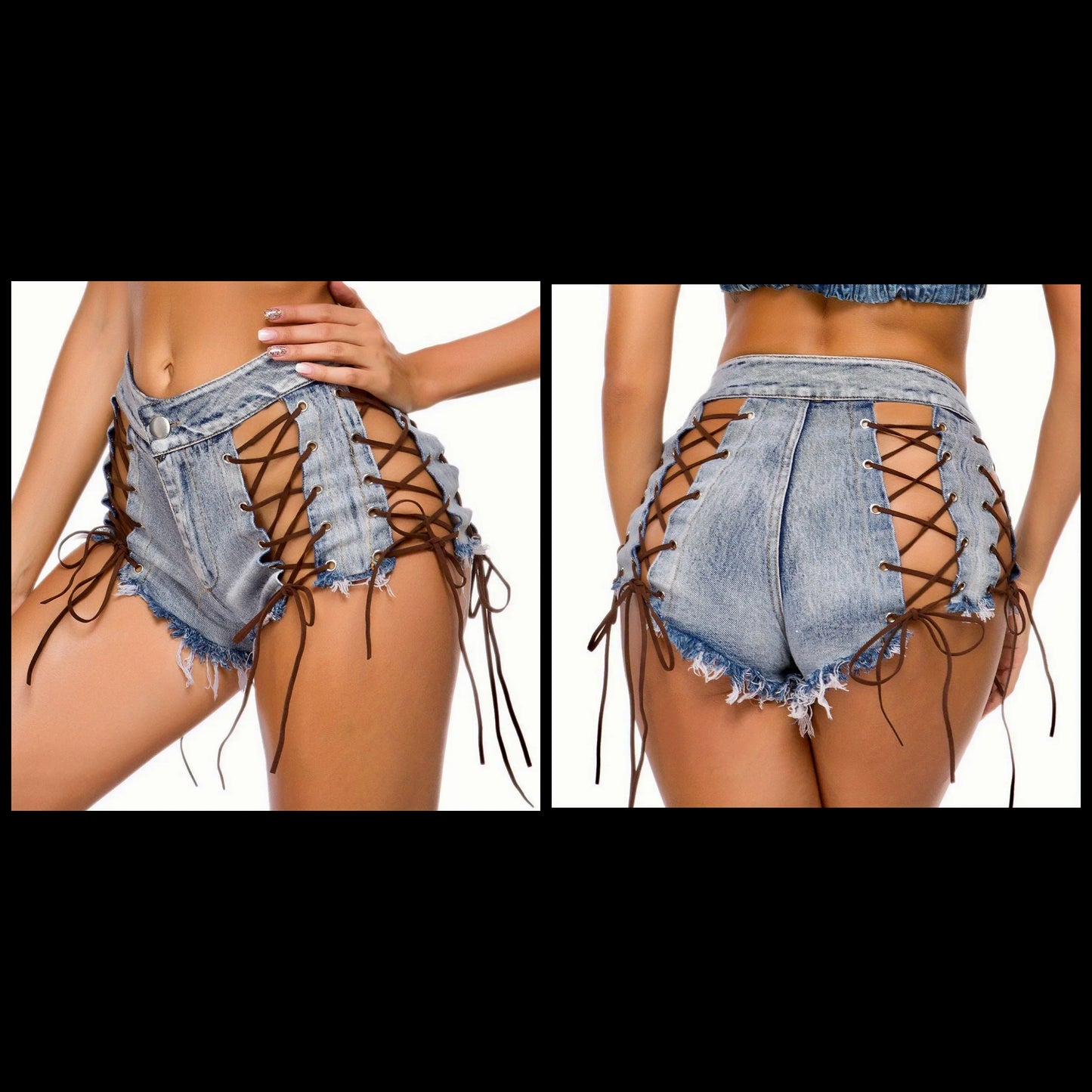 “Stringing Me Along” lace up shorts