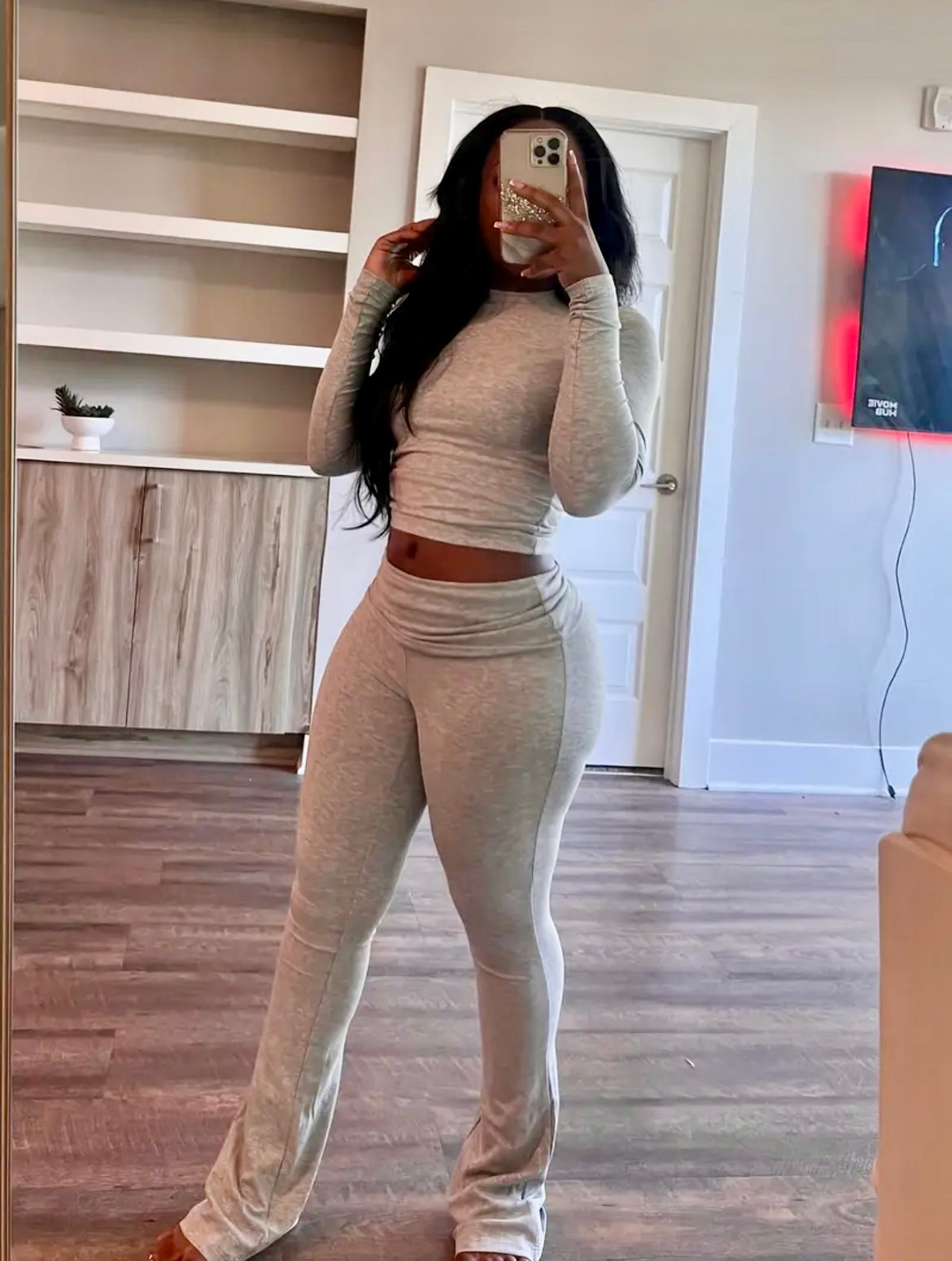 “Beyond Comfy” gray long sleeved two piece pant set