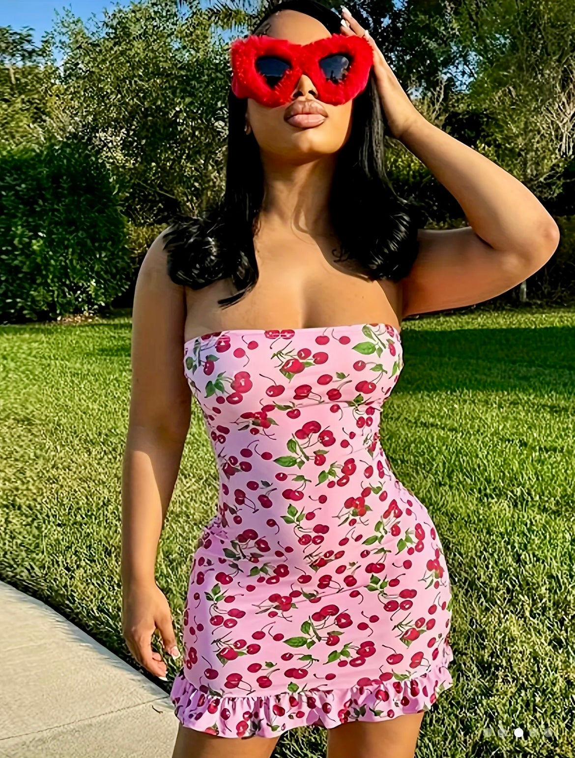 “Ruffled Cherries” tube dress