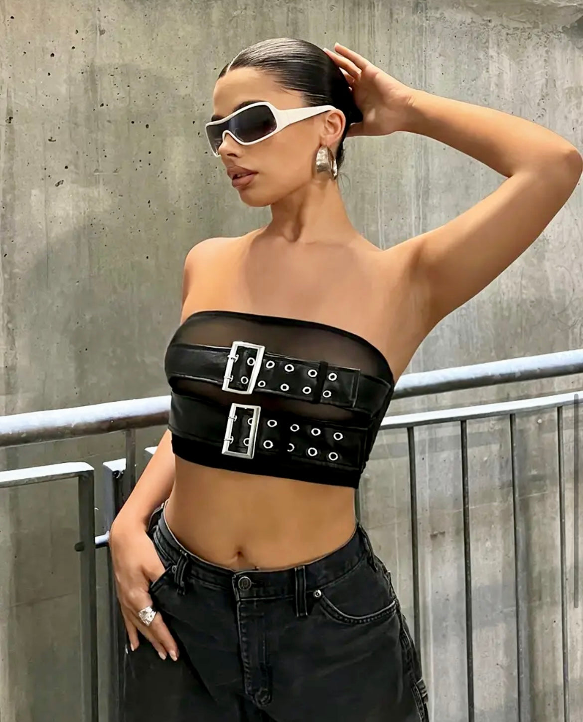 “Buckle Up Heaux” mesh top