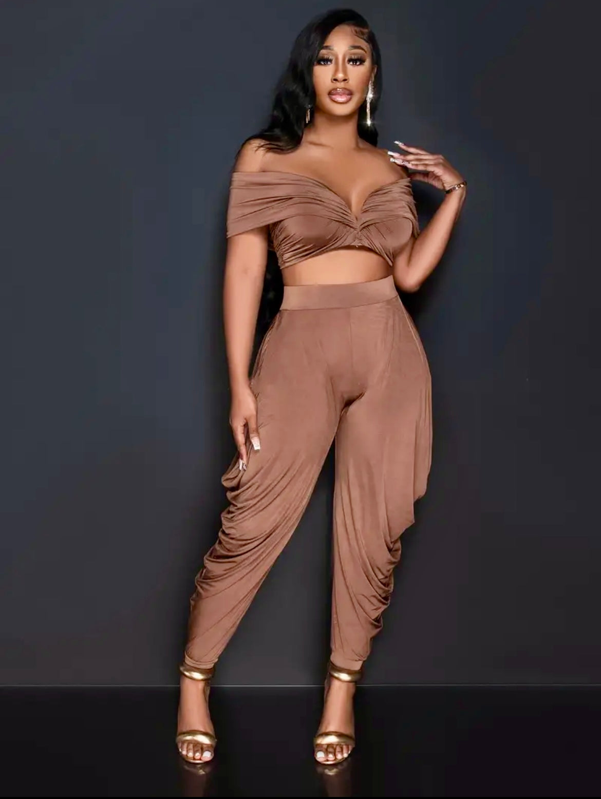 “Daisy Duke Joggers” brown 2 piece set