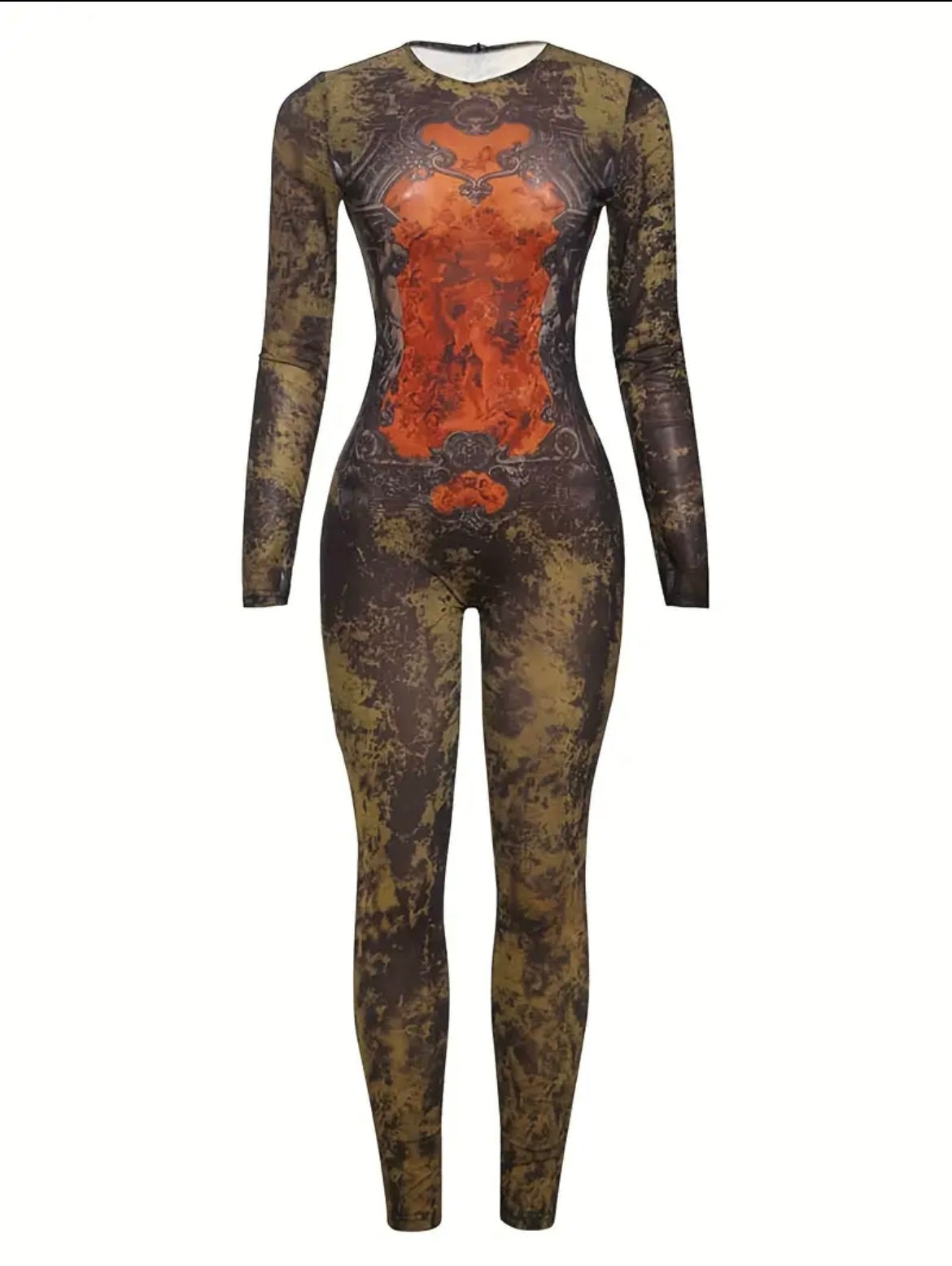 “Blood on My Chest” sheer long sleeved jumpsuit