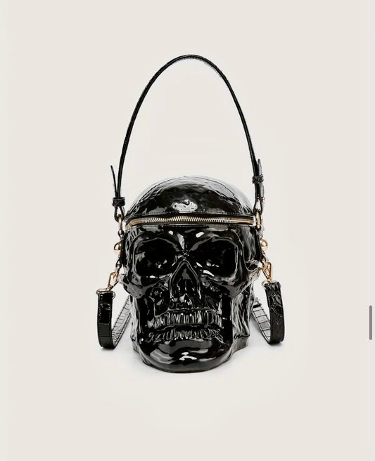 “Skully Head” punk style crossbody black bag