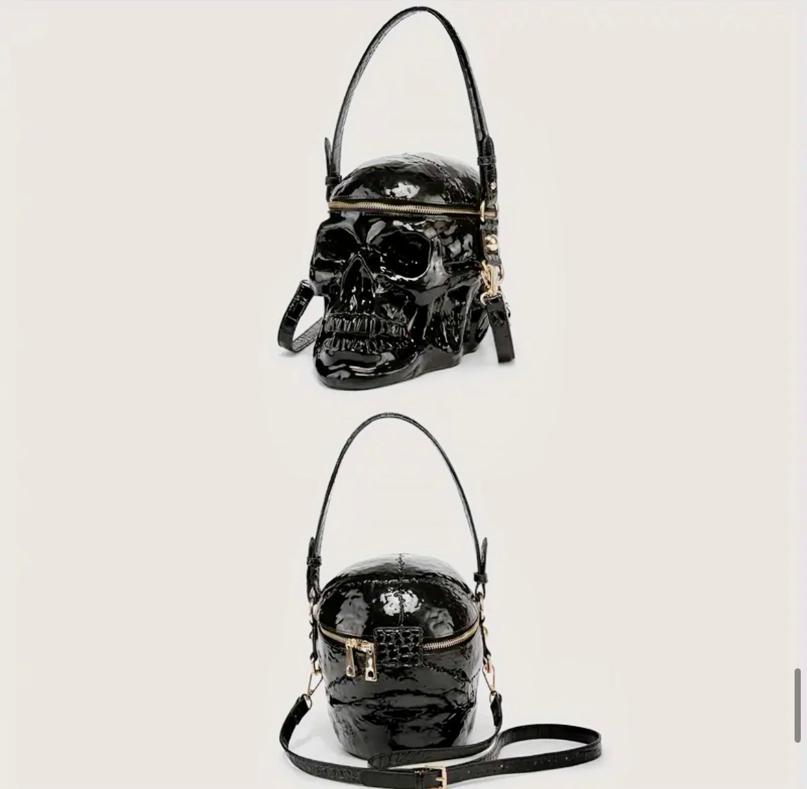 “Skully Head” punk style crossbody black bag