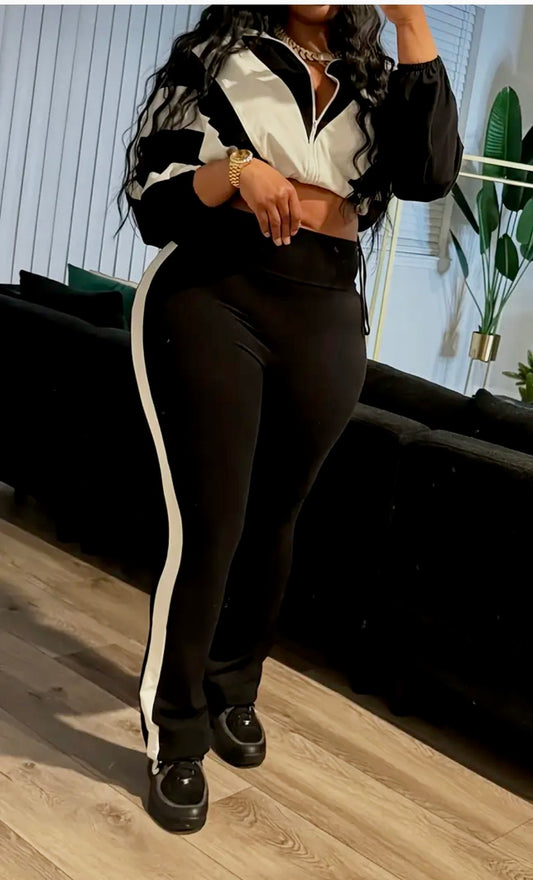 “Nikki” two piece black/white set