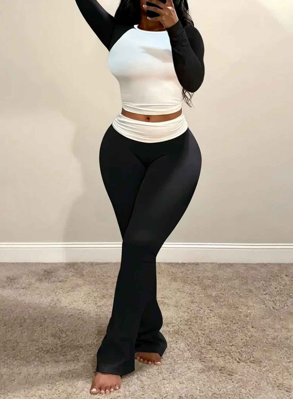 “Call Me Janet” black/white two piece set