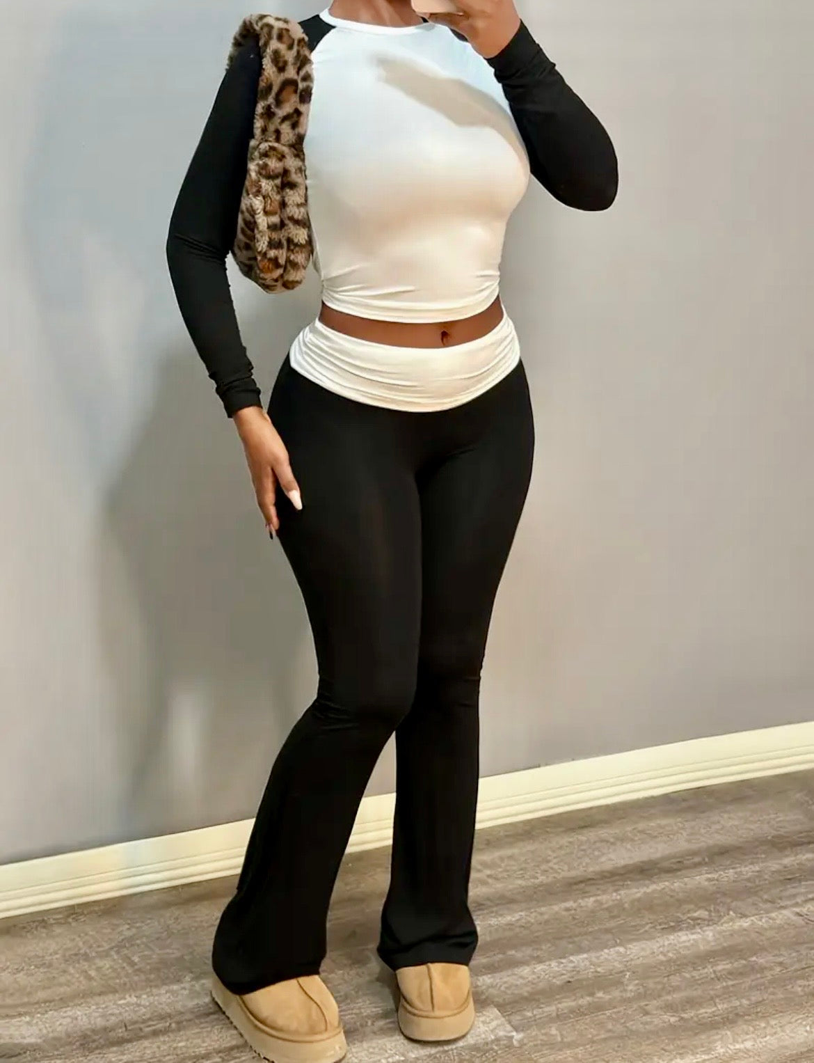 “Call Me Janet” black/white two piece set