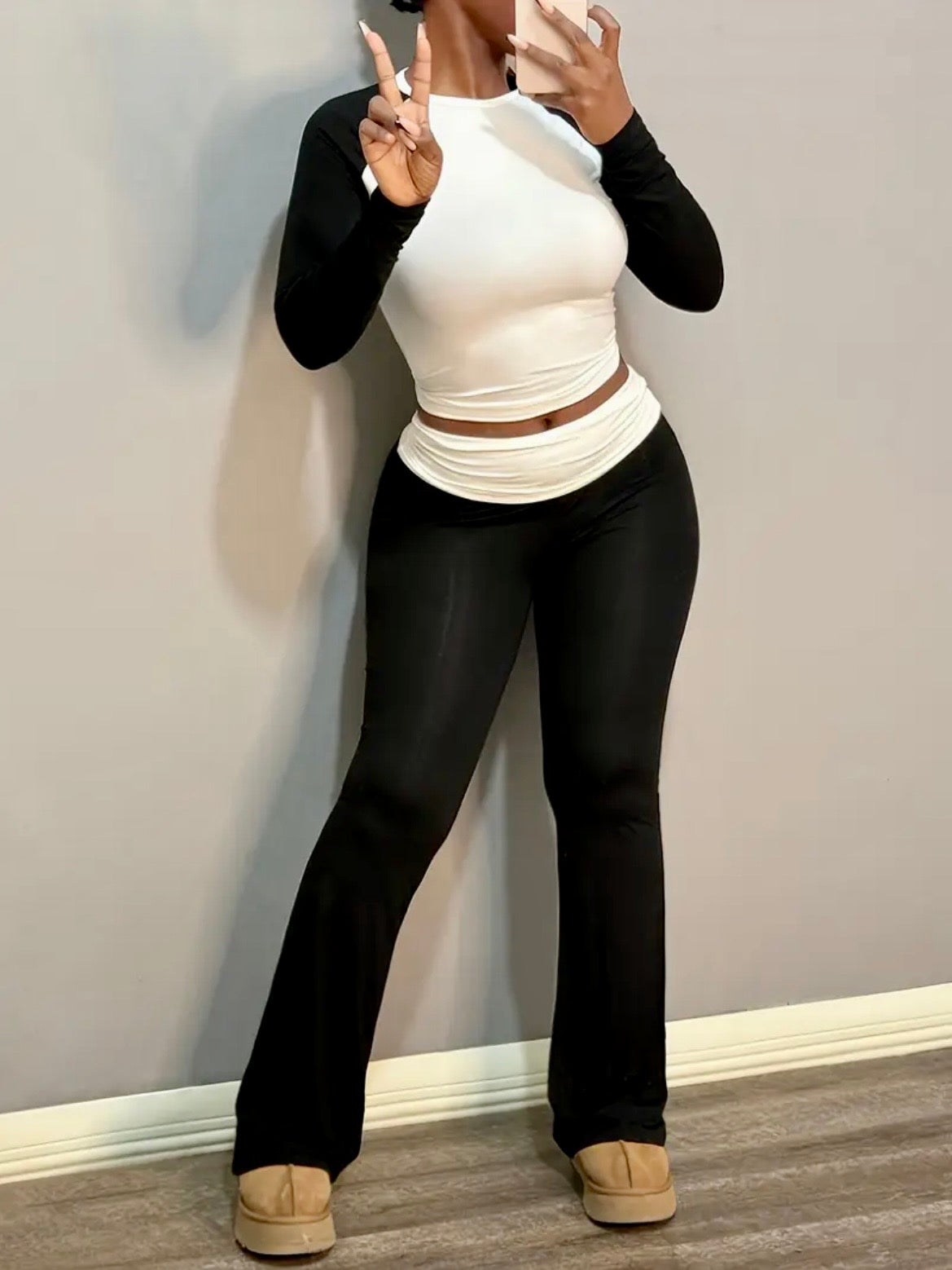 “Call Me Janet” black/white two piece set