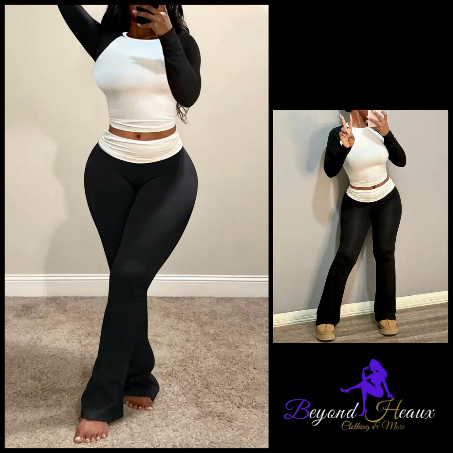 “Call Me Janet” black/white two piece set