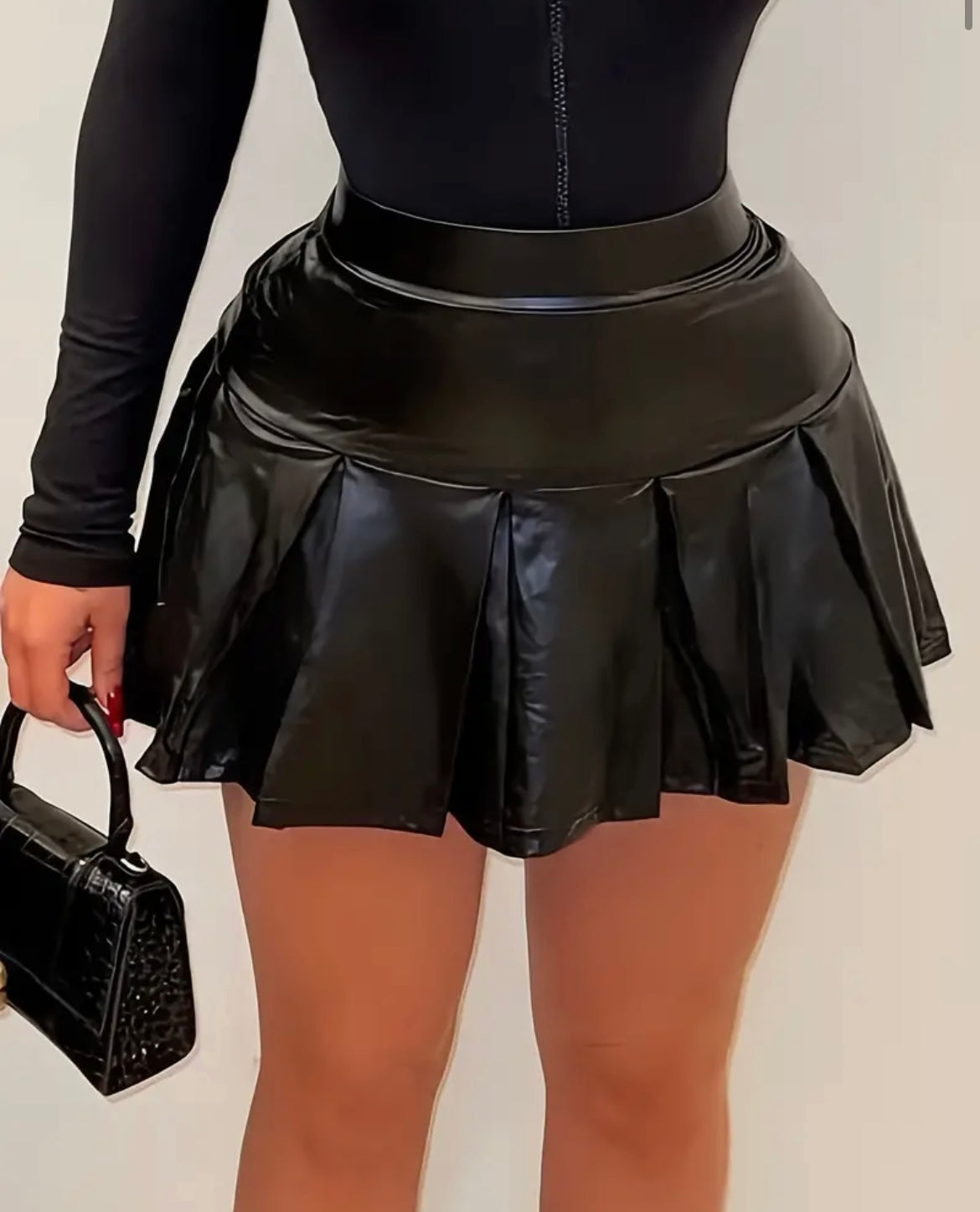 Hoochie Skater leather Skirt