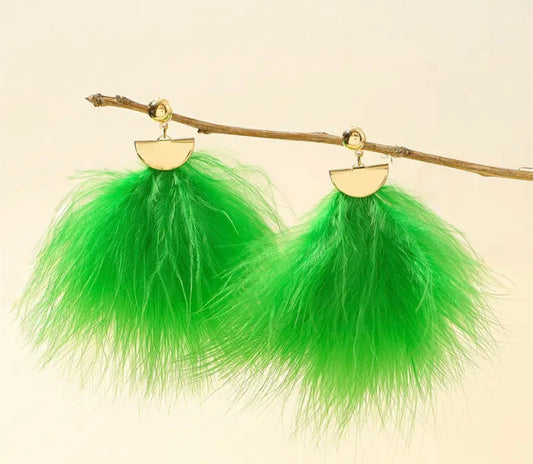 “Green Feathers” earrings